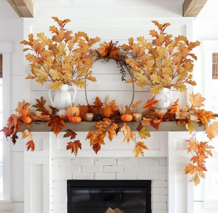🍂 ramas de hojas de roble artificiales - talde de follaje de otoño para la decoración del hogar de otoño, centros de centro, coronas y arreglos estacionales
