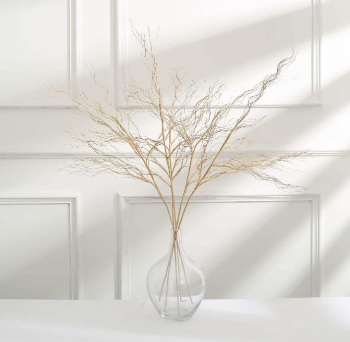 ✨ Artificial rily sauce ramas - talde de eucalipto de oro metálico para centros de boda, arreglos de vacaciones y decoración del hogar