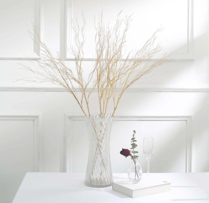 ✨ Artificial rily sauce ramas - talde de eucalipto de oro metálico para centros de boda, arreglos de vacaciones y decoración del hogar