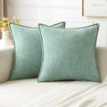 MIULEE Pack of 2 Couch Throw Pillow Covers 18x18 Inch Sage Green Farmhouse Decorative Pillow Covers with Stitched Edge Soft Chenille Solid Dyed Summer Pillow Covers for Sofa Bed Living Room