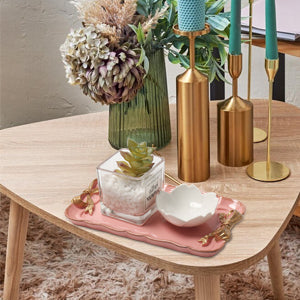 Jewelry Organizer, Decorative Tray for Jewelry, Towel, Storage, Rings, Bracelets, Earrings, Cosmetics, Retro Design, Bow Decor Resin Plate Coquette for Room Decor, White