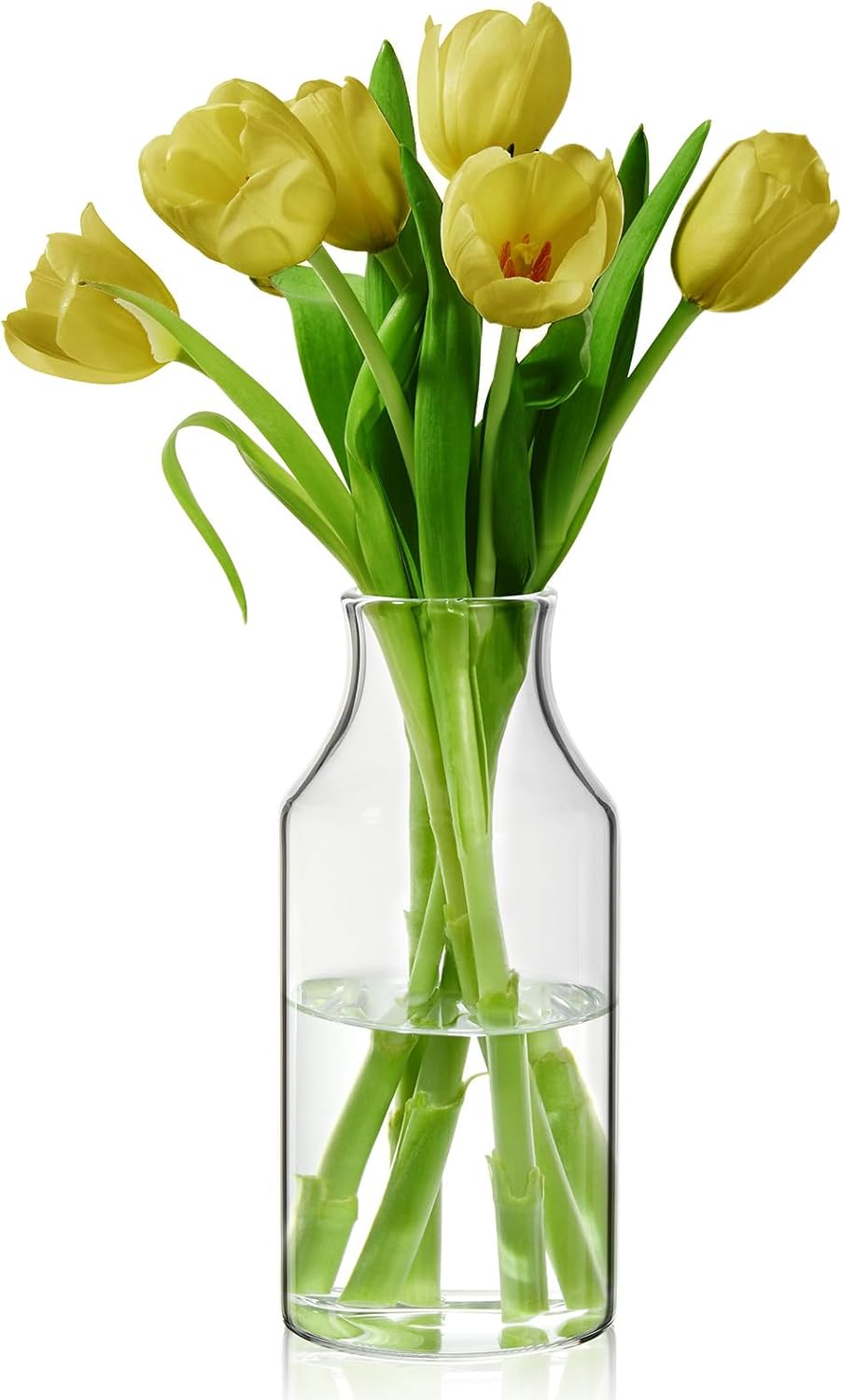 Clear Glass Vase, Large Flower Vase, 8-inch Glass Flower Vase for Plants, Wide Mouth Vase for Home, Wedding, Living Room, Dining Table